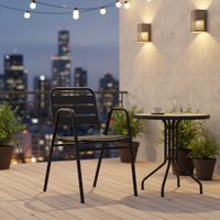 Chaise de salle à manger d'extérieur en fer et métal pour jardin, fauteuil simple en acier pour patio