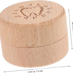 Boîte de rangement pour dents de bébé en bois, ronde, 1,97 pouces, en bois massif, avec couvercle rabattable, pour la conservation des dents et des cheveux de bébé - Product Image 1