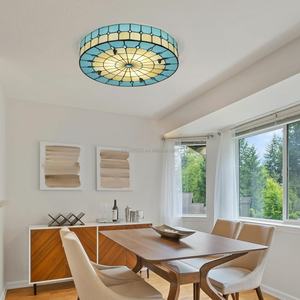 Plafonnier LED créatif fait main de style Tiffany en verre teinté avec cadre en acier, 12 pouces, pour salon et chambre à coucher - Product Image 4