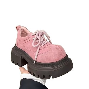 รองเท้าส้นตึกสีชมพูสไตล์สาวหวานสุดฮิตปี 2026 รองเท้าหนังเพิ่มความสูงอเนกประสงค์สำหรับสาวตัวเล็ก - Product Image 5