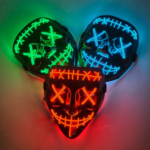 Halloween LED Purge Neon Light up Máscara Disfraces Cosplay Máscara con LED Mujeres Hombres Decoración <span class=keywords><strong>de</strong></span> Halloween Máscara que brilla intensamente <span class=keywords><strong>de</strong></span> cara completa - Product Image 1