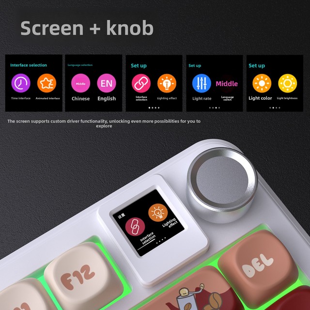 In-stock Wholesale Cross-border Black Cherry Switch DK75PRO 101-Key Mechanical Keyboard PS/2 for Tri-mode Display Screen