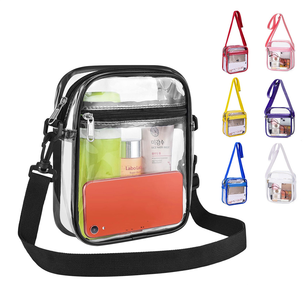 Großhandel wasserdichte Reiß verschluss PVC Umhängetasche Clear Purse Schulter Umhängetasche Beach Vocation Transparente PVC Stadium Bag