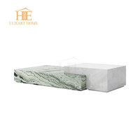 Ensemble de tables basses de luxe personnalisées en pierre naturelle, style nordique, pour hôtel, salon, meubles en marbre