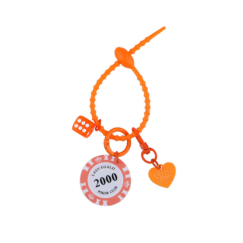 Mengda New Acrylic Lucky Dice Alloy Keychain Car Hanging Mobile Phone case Bag Couple Small Hanging