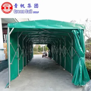 Hiçbir MOQ 5m x 2.5m veya özelleştirilmiş çok fonksiyonlu PVC branda çelik çerçeve sürgülü katlanabilir çadır garajı