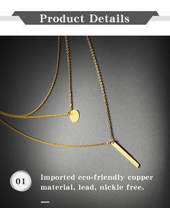 unicornio de plata COLLAR COLGANTE chapado en oro doble Multi-capa de cadena de enlace de Luna collar de acero inoxidable - Product Image 3