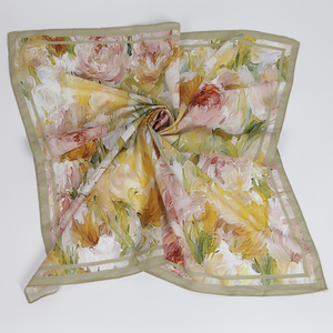 Pañuelo Cuadrado Personalizado 100% Algodón con Estampado Floral, Pañuelo Suave y Transpirable para Mujer, Regalo - Product Image 2