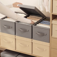 Organiseurs de garde-robe en tissu de lin pliables et lavables, lot de 2, 5 compartiments, boîte de rangement pliable pour jeans, organisateur de rangement réglable