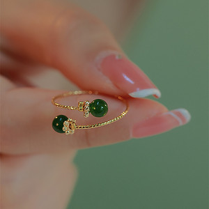 Hetian Jade Open Ring Adjustable Minimalist Design For Women Gift Jewelry - Product Image 2