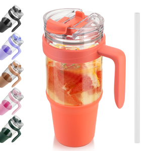 Ly thủy tinh sản phẩm mới <span class=keywords><strong>2026</strong></span> có nắp tre, ly thủy tinh nhiều màu, chống rò rỉ, cấp thực phẩm, có tay cầm, sản xuất - Product Image 1