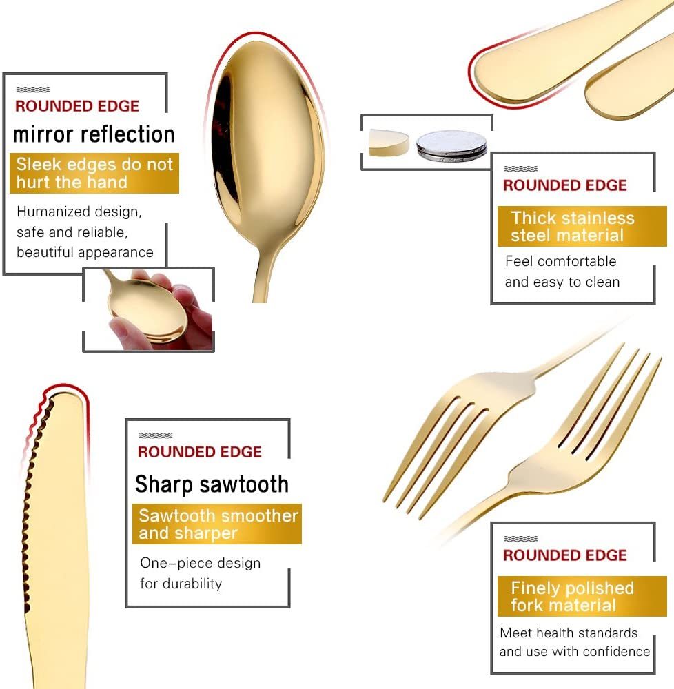 Modern Titanium PVD Gold Plated Flatware 12/16/24/36 Pcs Fork Spoon Knife Cutlery Set with Wooden Case · image 5