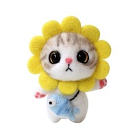 Fournitures de feutrage en laine bricolage artisanat dessin animé chat en peluche poupée chat en peluche animaux en peluche bricolage aiguille Kit de feutrage
