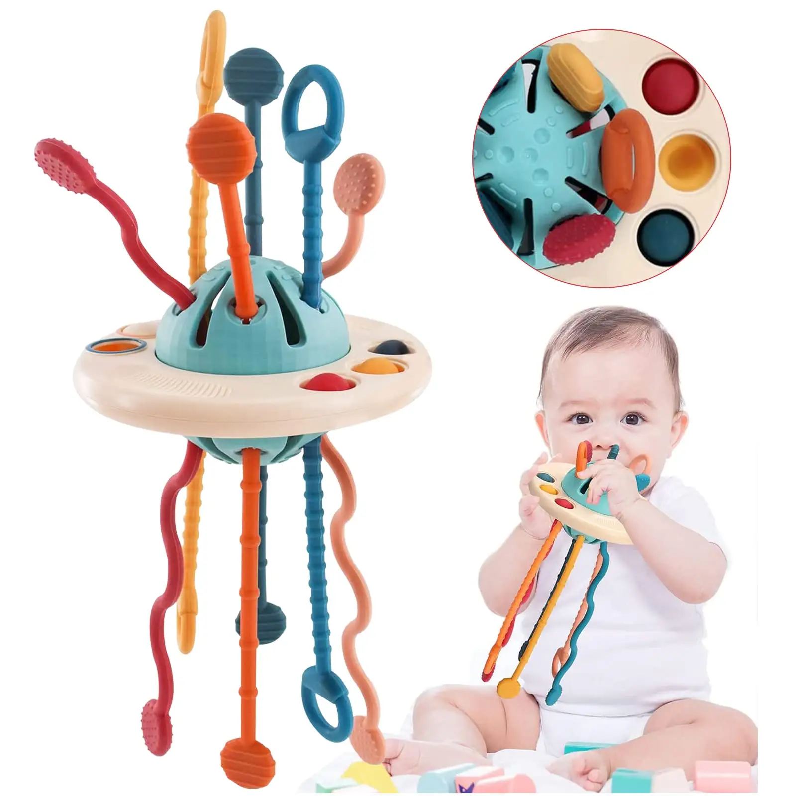 Popular Early Childhood Education Children's Safety Soft rubber rattle teether Toys Baby Hand Grab Ball Finger Grab Game