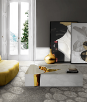 Luxe moderne 3 pièces titane or Table basse ensemble miroir Table d'appoint maison hôtel salon meubles Table centrale