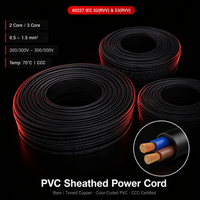 HONGPAI 60227 IEC 52&53 RVV 0.75mm² 2 Inti Kabel Fleksibel Berlapis PVC Konduktor Tembaga 300V Bersertifikasi CCC Kabel Daya OEM ODM