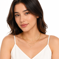 Collier H&C en acier inoxydable plaqué or 18 carats, trois couches, étanche, inaltérable, bijoux de mode superposés pour femme