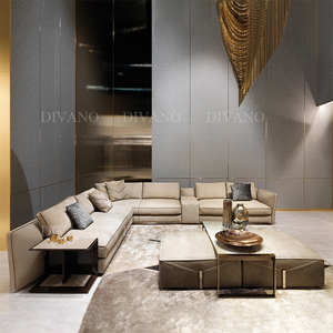 Modern Minimalist Genuine Leather Home Furniture 5 Seater Couch Luxury Living Room <b>Sofas</b> VL IPE-SF-01-BASTIAN DUAL Luxury Living - Product Image 4