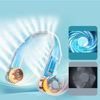 Ventilateur de cou portable USB mains libres, puissant, pour voiture et extérieur, 1500 mAh, volume d'air 360°, refroidissement silencieux, matériau antidérapant, longue autonomie