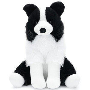 Animal realista, perro de peluche blanco y negro, regalo de cumpleaños para niños, <span class=keywords><strong>Border</strong></span> Collie esponjoso realista, venta al por mayor 2025, juguete de perro de peluche - Product Image 1