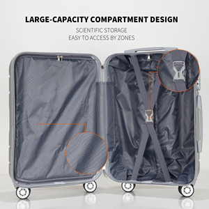 Wholesale 20 24 28 Inch Silver <strong>Grey</strong> Fashionable Simple PC ABS Spinner <strong>Suitcase</strong> Double Handle Durable Lightweight Outdoor - Product Image 5