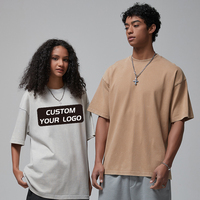 T-shirt décontracté vintage pour homme, col rond, coupe oversize, épaules tombantes, style délavé et teint par pulvérisation, tricoté 325G, grande taille