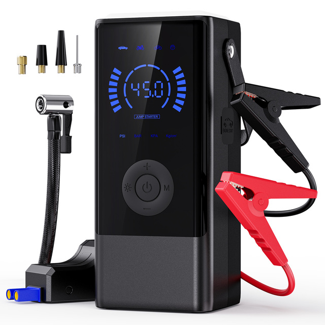 8000mah Car Jump Starter With Air Compressor Portable Jump Starter Battery Booster with Air Pump Jump Starter with Tire Inflator