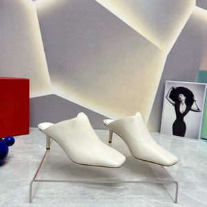 Mules polyvalentes en cuir verni rouge à bout carré et talons hauts, pour l'extérieur, l'été, intemporelles - Product Image 1