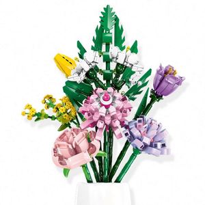 Juego de Bloques de Construcción de Flores Educativos de Plástico, Diseño Único, Decoración Creativa, Plantas en Maceta, Juguetes - Product Image 2