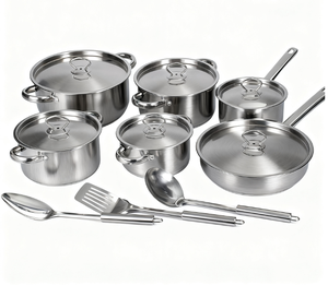 Đồ Nấu Nướng Tốt Nhất Bán Thép Không Gỉ Nồi Nhà Bếp Nấu Ăn Chậu Và Chảo Bề Mặt Kim Loại Pcs Xử Lý Tính Năng - Product Image 3