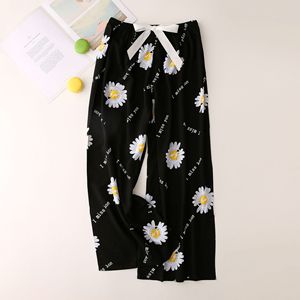 Calças de Pijama de Algodão Novas para o Verão para Mulheres Grávidas, Leves, Tamanho Grande, Corte Solto, Perna Larga, Calças Longas com Estampa Floral - Product Image 3