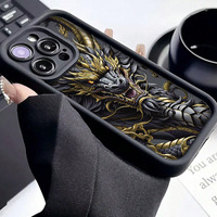 Coque de téléphone portable antichoc en TPU avec motif Dragon Doré et protection d'objectif en forme d'échelle pour iPhone X, XR, XS, 11, 12, 13, 14, 15, 16, 17, 18 Pro Max