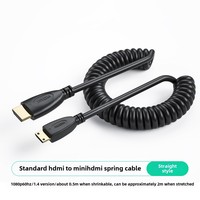 Kit de câble à ressort enroulé 4K @ 60Hz pour HDMI mâle vers Mini pour HDMI Kit UNC pour caméra/TV/moniteur/tablette