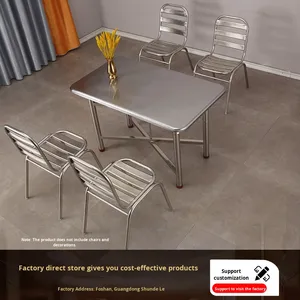 <span class=keywords><strong>Tavolo</strong></span> da pranzo moderno in acciaio inossidabile semplice Design rettangolare e quadrato pieghevole per uso balcone di piccola casa - Product Image 2