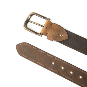 Cinturón de Cuero Genuino, Piel de Vaca, Color Marrón Sólido, Hebilla de Pin Rectangular de Cobre, Estilo Casual, Duradero, Diseño Personalizado - Product Image 5