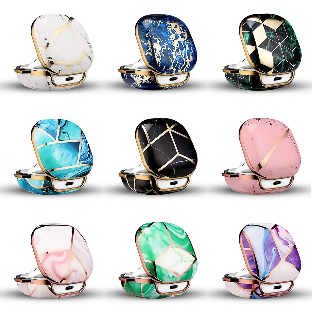 2022 New Hot Selling Hard PC Marble Earphone Protective Case with Hook Cover Case for Samsung Galaxy Buds Live Pro Case