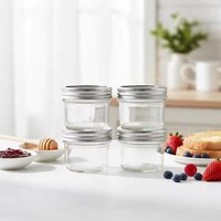 Stoples Kaca Tahan Panas 100ml Dengan Tutup Plastik Kedap Udara untuk Selai Madu Yogurt Oatmeal Penyimpanan Makanan Tahan Lama Transparan
