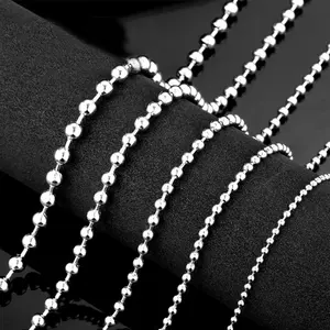 De moda para mujer para hombre collar de cadena de plata de acero inoxidable Cadena de cuentas de collar de cadena de bola fabricante de la joyería