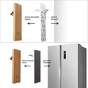 פותחן בקבוק עץ אשור רכוב קיר עם קולקציית מגנט קולטי בירה עץ למקרר - Product Image 5