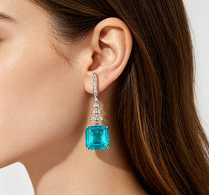 Colgante de Plata 925 con Paraiba Brillante, Lujoso, Ecológico, Moderno, Único, para Fiestas, Uso Diario, Regalo Sorpresa de Cumpleaños para Chicas - Product Image 6