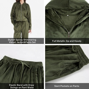 Ensembles de survêtements <span class=keywords><strong>pour</strong></span> femmes automne-hiver, vêtements <span class=keywords><strong>pour</strong></span> femmes, ensembles décontractés en velours, sweat à capuche ample, pantalon large - Product Image 2