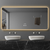 Miroir de salle de bain intelligent en verre rétroéclairé par LED avec fonction anti-buée, design extra-clair et surdimensionné, style moderne et minimaliste pour toilettes et maquillage