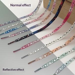 Nouveaux lacets plats réfléchissants Xinghe lumineux de 8 mm avec motif d'étoiles et de cœurs pour hommes et femmes, blanc, chaussures de basket-ball <span class=keywords><strong>AF1</strong></span>, Joker - Product Image 3