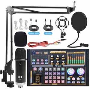 Podcast Live Equipment-Kit de micrófono de placa de sonido de grabación de Canto de juego con soporte, mezclador de tarjeta de sonido de <span class=keywords><strong>audio</strong></span> con efectos - Product Image 2