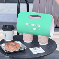 Porte-gobelet personnalisé en carton rigide écologique, simple paroi, revêtement PE, avec poignée, pour boissons, portable
