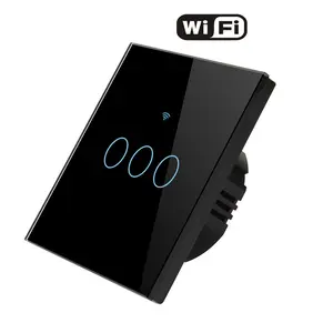 EU UK saklar Remote Control WiFi Tuya, tombol kontrol suara pintar, saklar lampu dinding dengan netral/tidak netral