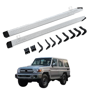 Estribo Lateral Compatible con Toyota <span class=keywords><strong>Land</strong></span> <span class=keywords><strong>Cruiser</strong></span> Serie 70 LC76 <span class=keywords><strong>Doble</strong></span> <span class=keywords><strong>Cabina</strong></span>, Escalón Cómodo, Sin Perforaciones, Aleación de Aluminio - Product Image 1