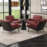 Fauteuil d'appoint de luxe moderne et durable en cuir véritable avec cadre en noyer, vente en gros d'usine