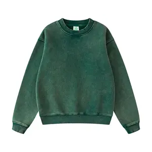 Sweatshirt bertudung polos Fashion Logo kustom Sweatshirt distressed cuci kelas berat Sweatshirt kualitas tinggi tanpa Tudung