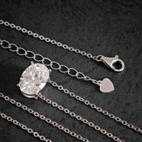 Collier pendentif ovale classique en moissanite blanche GRA pour femme, en argent sterling 925 plaqué rhodium, bijoux de mariage de luxe